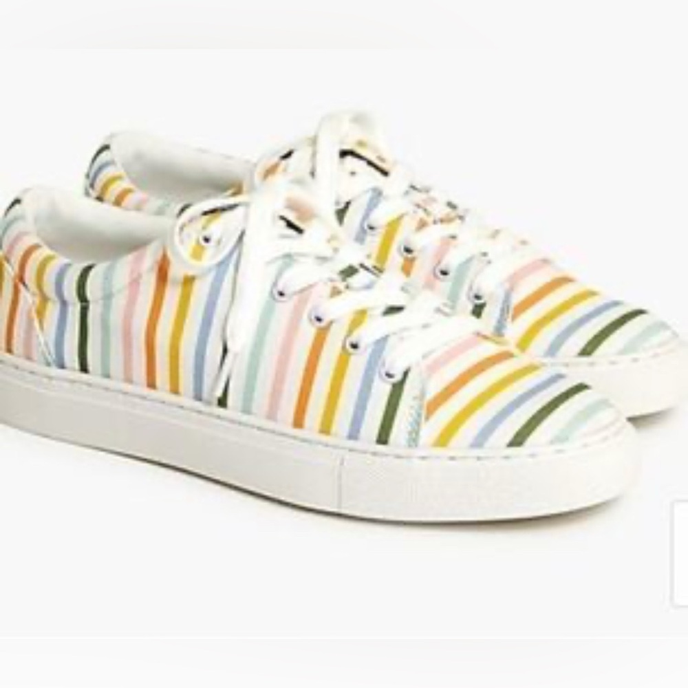 J Crew Women’s Rainbow Colored Stripe Shoes Size 9